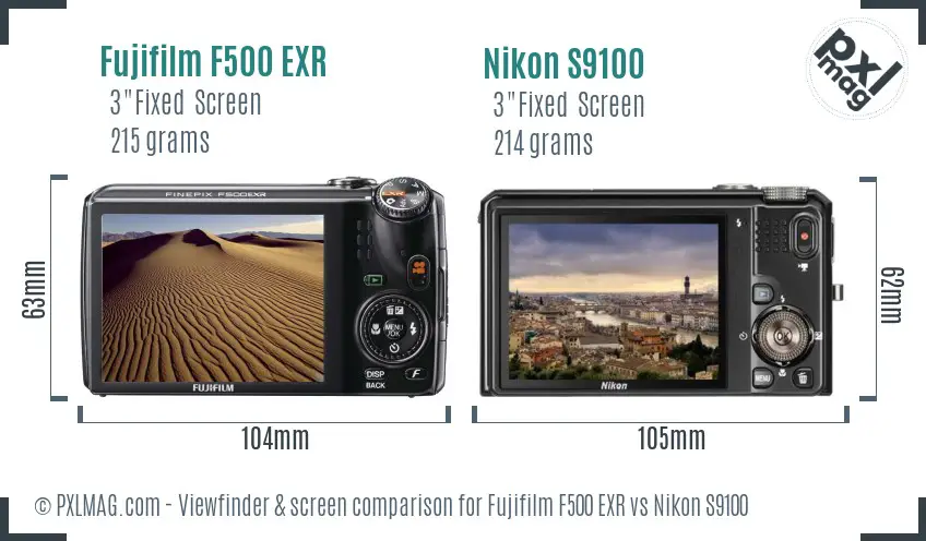 Fujifilm F500 EXR vs Nikon S9100 Screen and Viewfinder comparison