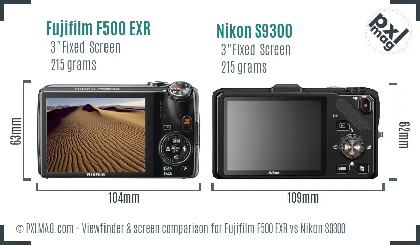 Fujifilm F500 EXR vs Nikon S9300 Screen and Viewfinder comparison