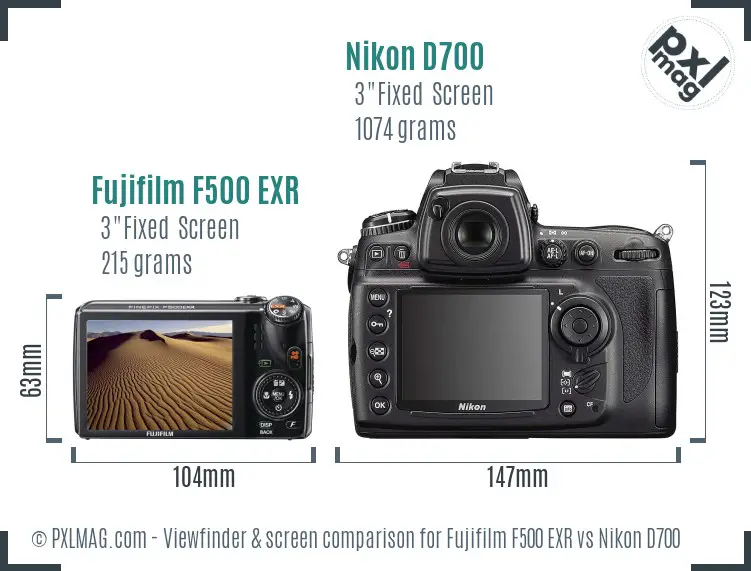 Fujifilm F500 EXR vs Nikon D700 Screen and Viewfinder comparison Fujifilm F500 EXR vs Nikon D700 Screen and Viewfinder comparison