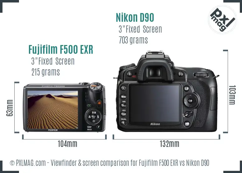 Fujifilm F500 EXR vs Nikon D90 Screen and Viewfinder comparison Fujifilm F500 EXR vs Nikon D90 Screen and Viewfinder comparison