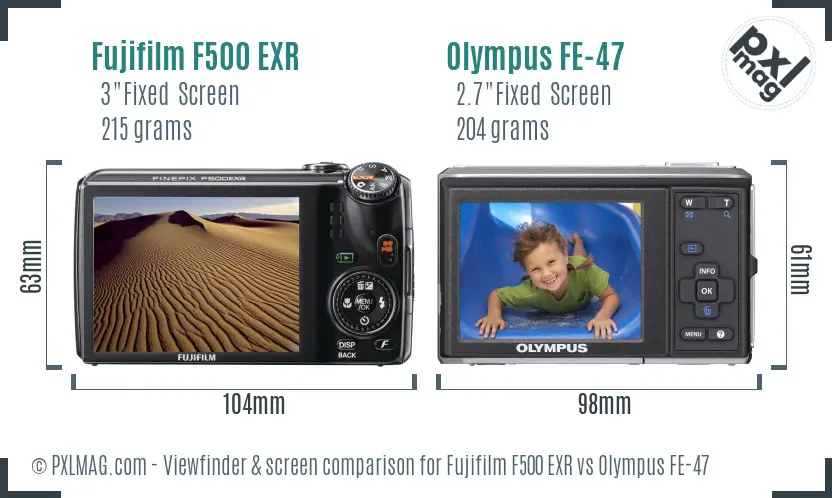 Fujifilm F500 EXR vs Olympus FE-47 Screen and Viewfinder comparison