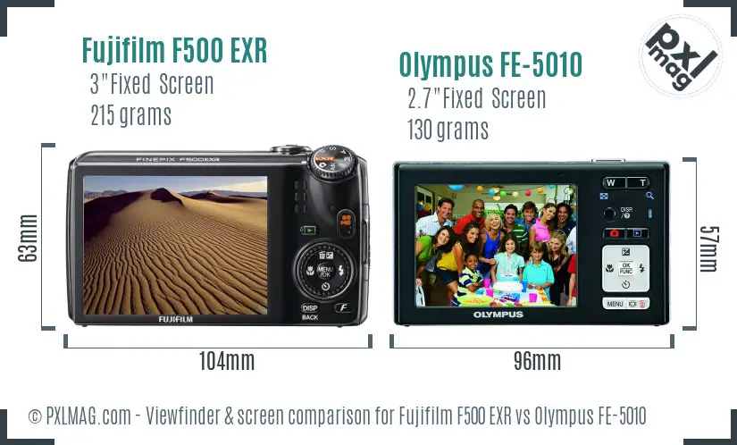 Fujifilm F500 EXR vs Olympus FE-5010 Screen and Viewfinder comparison