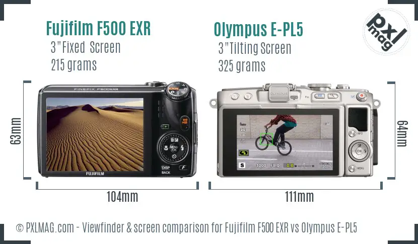 Fujifilm F500 EXR vs Olympus E-PL5 Screen and Viewfinder comparison Fujifilm F500 EXR vs Olympus E-PL5 Screen and Viewfinder comparison