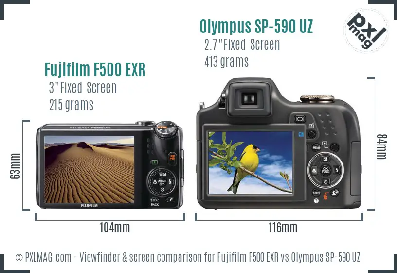 Fujifilm F500 EXR vs Olympus SP-590 UZ Screen and Viewfinder comparison Fujifilm F500 EXR vs Olympus SP-590 UZ Screen and Viewfinder comparison