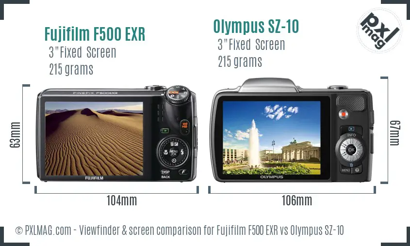 Fujifilm F500 EXR vs Olympus SZ-10 Screen and Viewfinder comparison