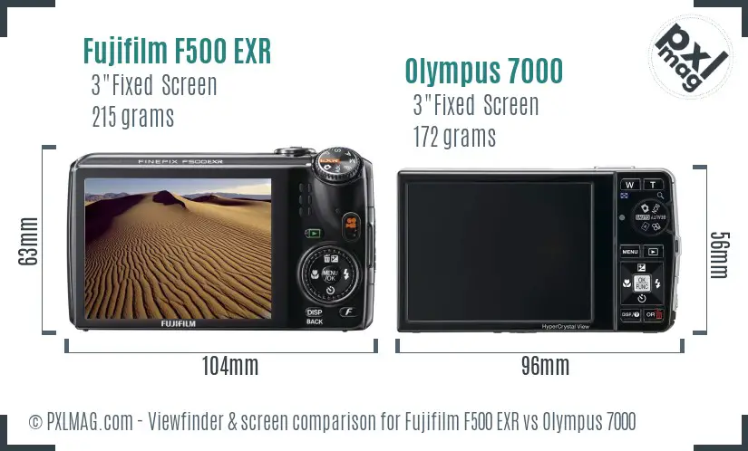 Fujifilm F500 EXR vs Olympus 7000 Screen and Viewfinder comparison
