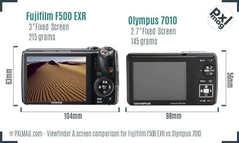 Fujifilm F500 EXR vs Olympus 7010 Screen and Viewfinder comparison