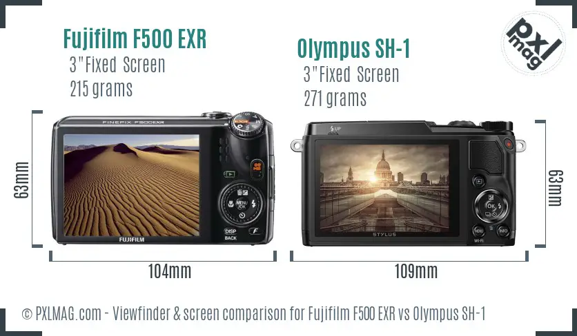 Fujifilm F500 EXR vs Olympus SH-1 Screen and Viewfinder comparison