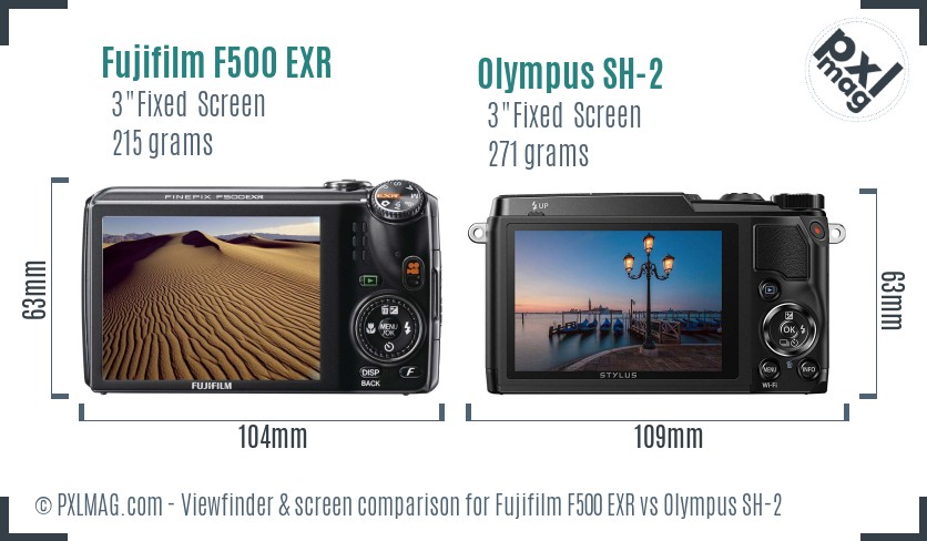 Fujifilm F500 EXR vs Olympus SH-2 Screen and Viewfinder comparison