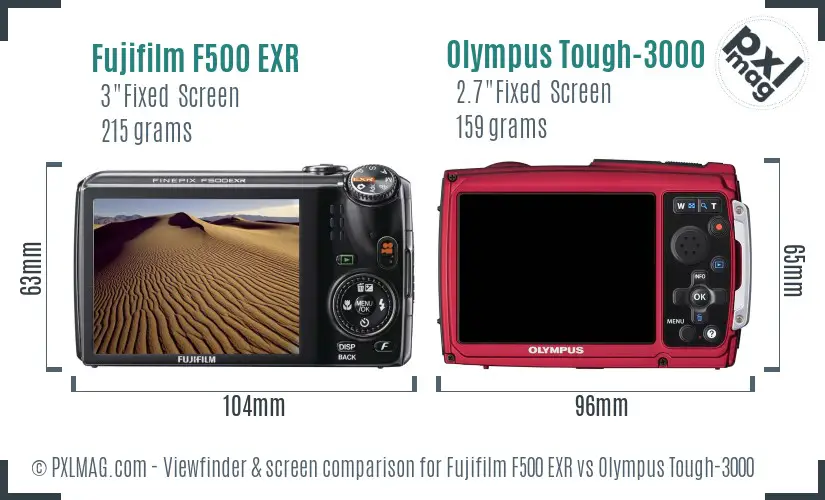 Fujifilm F500 EXR vs Olympus Tough-3000 Screen and Viewfinder comparison