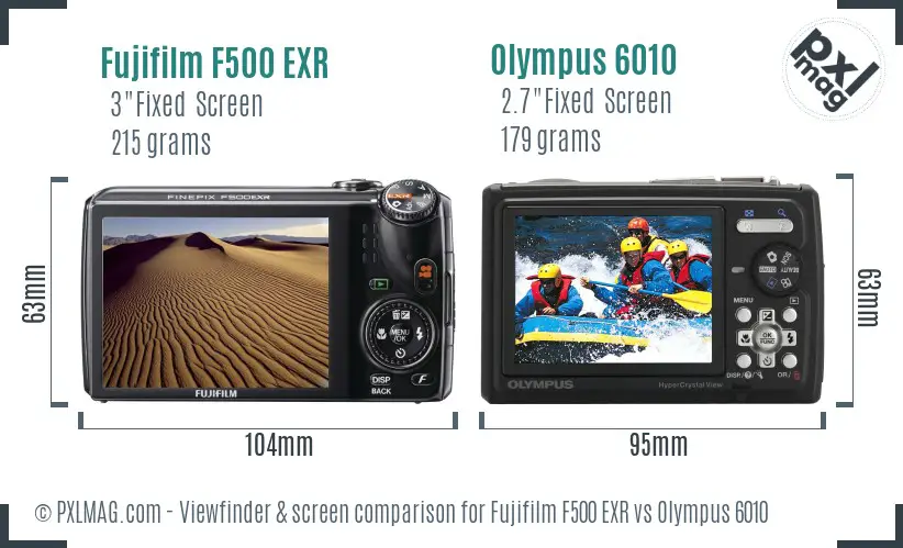 Fujifilm F500 EXR vs Olympus 6010 Screen and Viewfinder comparison