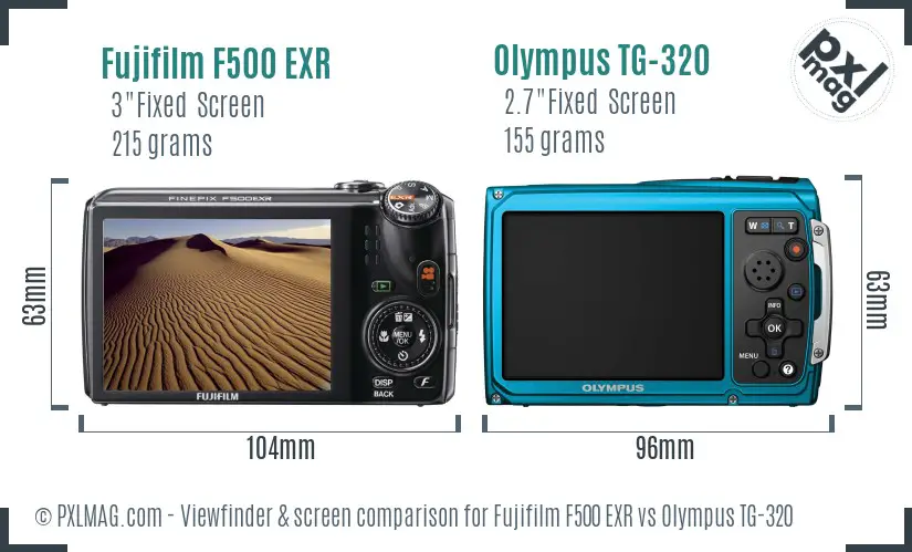 Fujifilm F500 EXR vs Olympus TG-320 Screen and Viewfinder comparison