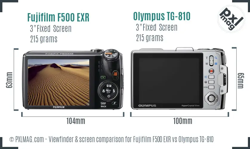 Fujifilm F500 EXR vs Olympus TG-810 Screen and Viewfinder comparison