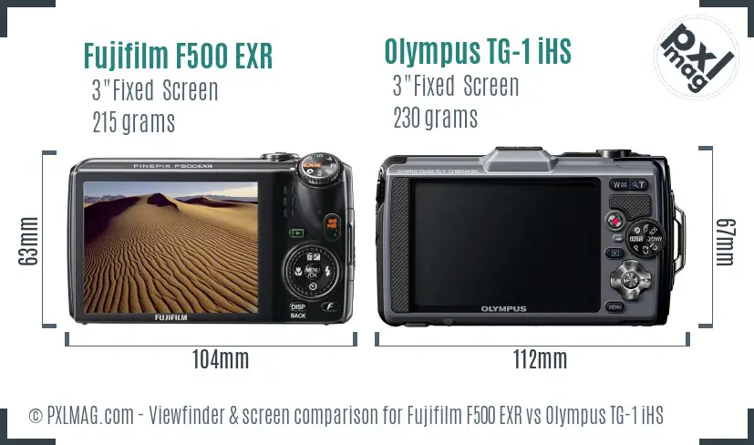 Fujifilm F500 EXR vs Olympus TG-1 iHS Screen and Viewfinder comparison Fujifilm F500 EXR vs Olympus TG-1 iHS Screen and Viewfinder comparison