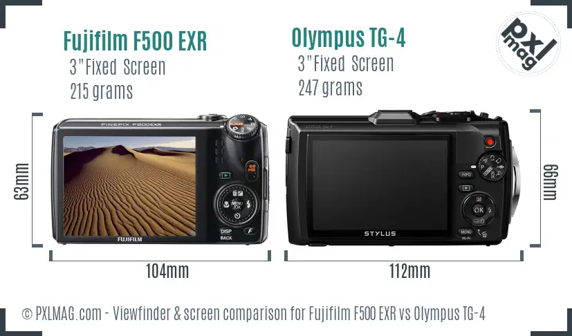 Fujifilm F500 EXR vs Olympus TG-4 Screen and Viewfinder comparison