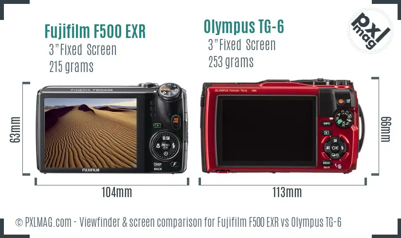 Fujifilm F500 EXR vs Olympus TG-6 Screen and Viewfinder comparison