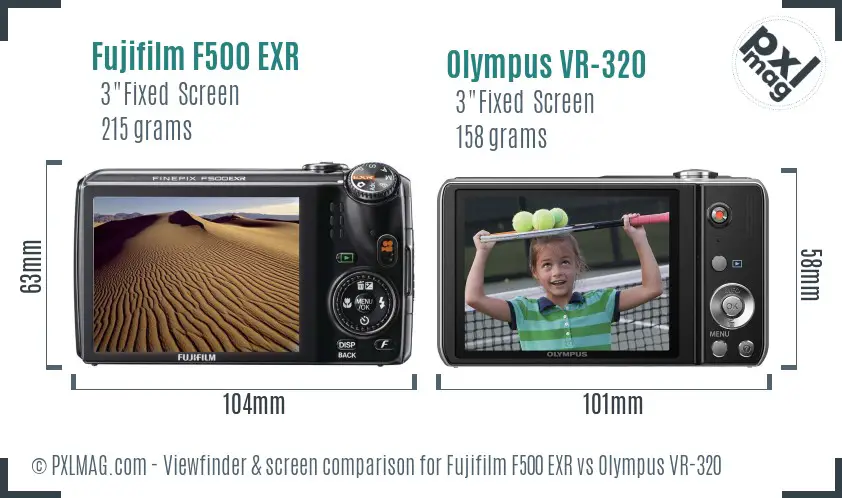 Fujifilm F500 EXR vs Olympus VR-320 Screen and Viewfinder comparison