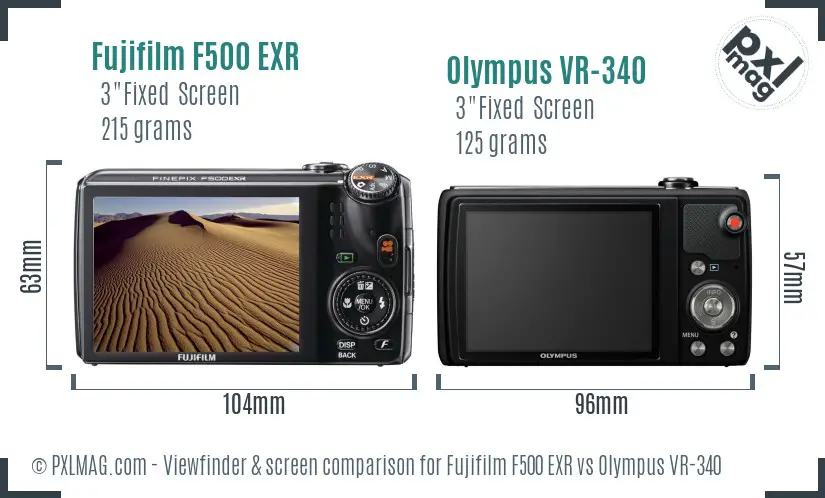 Fujifilm F500 EXR vs Olympus VR-340 Screen and Viewfinder comparison