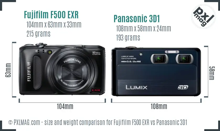 Fujifilm F500 EXR vs Panasonic 3D1 size comparison Fujifilm F500 EXR vs Panasonic 3D1 size comparison