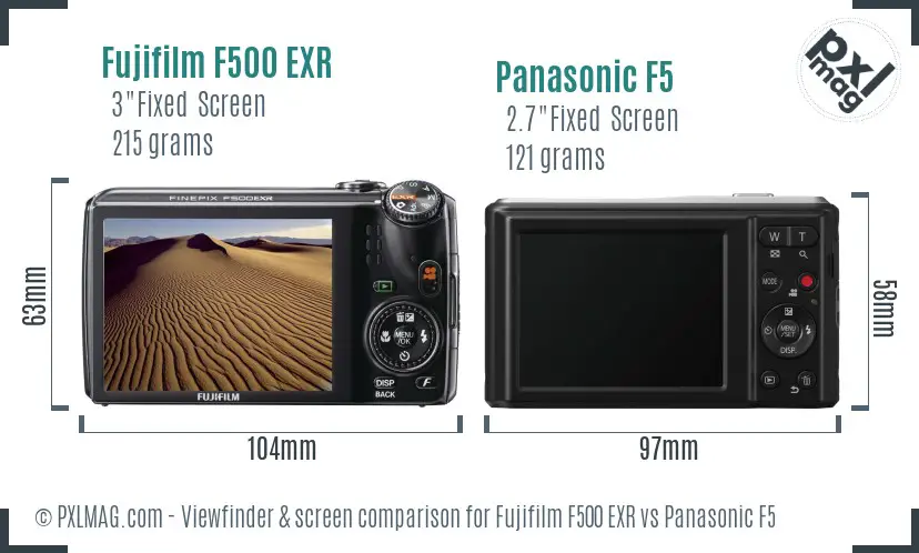 Fujifilm F500 EXR vs Panasonic F5 Screen and Viewfinder comparison