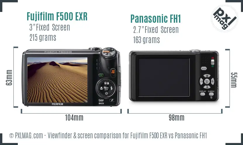 Fujifilm F500 EXR vs Panasonic FH1 Screen and Viewfinder comparison Fujifilm F500 EXR vs Panasonic FH1 Screen and Viewfinder comparison