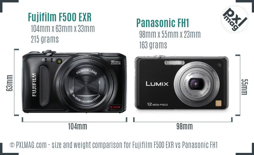 Fujifilm F500 EXR vs Panasonic FH1 size comparison Fujifilm F500 EXR vs Panasonic FH1 size comparison