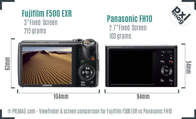 Fujifilm F500 EXR vs Panasonic FH10 Screen and Viewfinder comparison