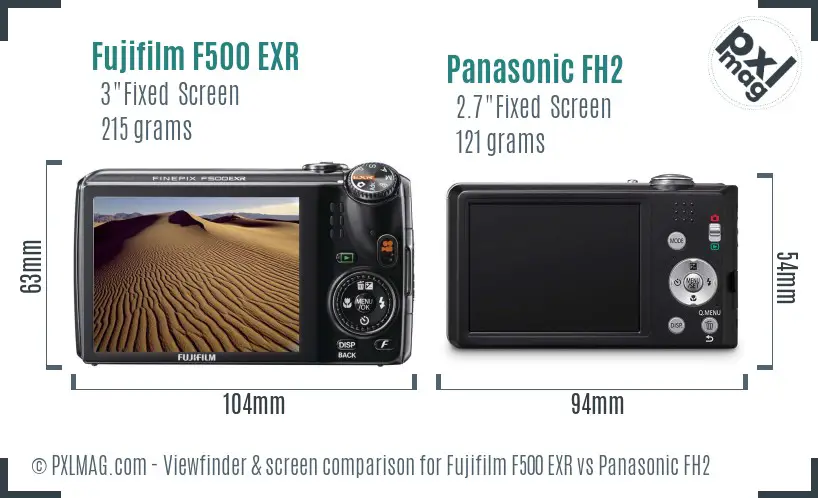 Fujifilm F500 EXR vs Panasonic FH2 Screen and Viewfinder comparison