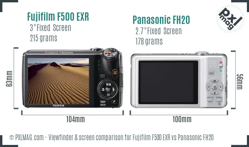 Fujifilm F500 EXR vs Panasonic FH20 Screen and Viewfinder comparison
