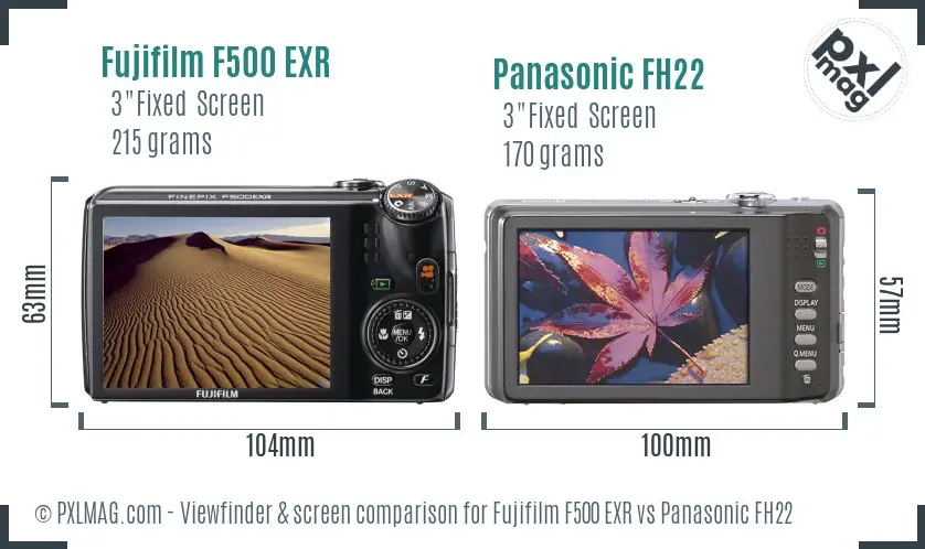 Fujifilm F500 EXR vs Panasonic FH22 Screen and Viewfinder comparison