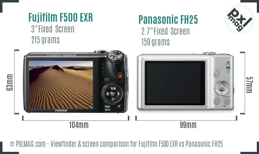 Fujifilm F500 EXR vs Panasonic FH25 Screen and Viewfinder comparison Fujifilm F500 EXR vs Panasonic FH25 Screen and Viewfinder comparison
