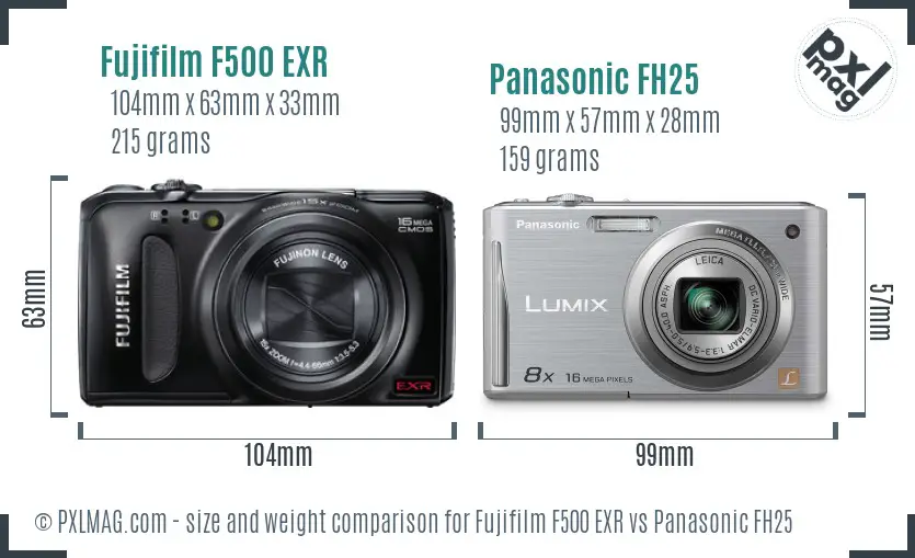 Fujifilm F500 EXR vs Panasonic FH25 size comparison Fujifilm F500 EXR vs Panasonic FH25 size comparison