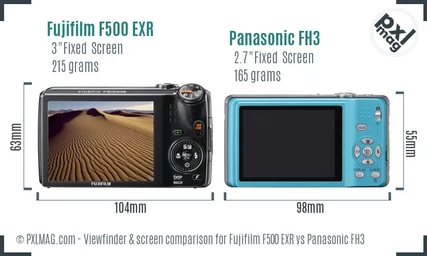 Fujifilm F500 EXR vs Panasonic FH3 Screen and Viewfinder comparison