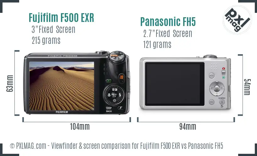 Fujifilm F500 EXR vs Panasonic FH5 Screen and Viewfinder comparison