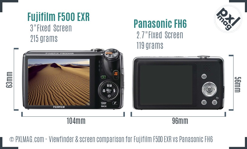 Fujifilm F500 EXR vs Panasonic FH6 Screen and Viewfinder comparison