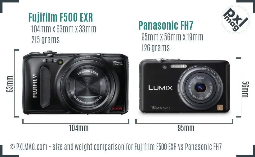 Fujifilm F500 EXR vs Panasonic FH7 size comparison Fujifilm F500 EXR vs Panasonic FH7 size comparison