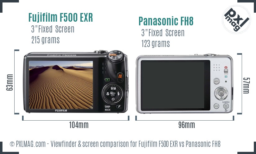 Fujifilm F500 EXR vs Panasonic FH8 Screen and Viewfinder comparison