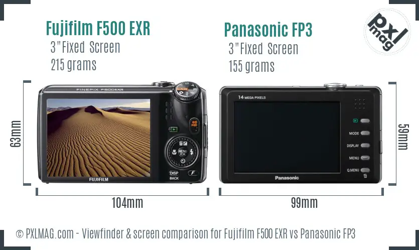 Fujifilm F500 EXR vs Panasonic FP3 Screen and Viewfinder comparison