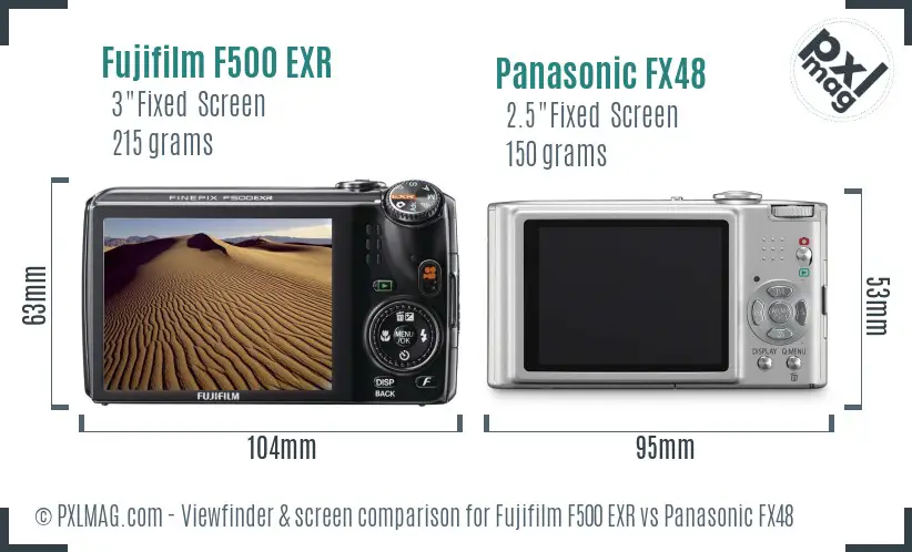 Fujifilm F500 EXR vs Panasonic FX48 Screen and Viewfinder comparison