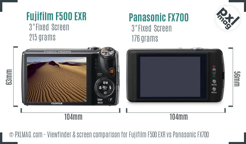 Fujifilm F500 EXR vs Panasonic FX700 Screen and Viewfinder comparison Fujifilm F500 EXR vs Panasonic FX700 Screen and Viewfinder comparison