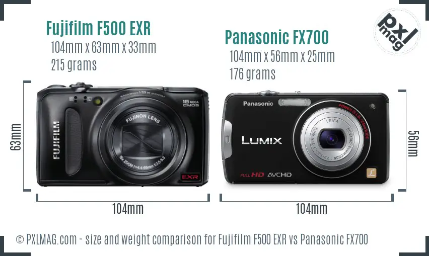 Fujifilm F500 EXR vs Panasonic FX700 size comparison Fujifilm F500 EXR vs Panasonic FX700 size comparison