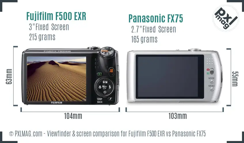 Fujifilm F500 EXR vs Panasonic FX75 Screen and Viewfinder comparison Fujifilm F500 EXR vs Panasonic FX75 Screen and Viewfinder comparison