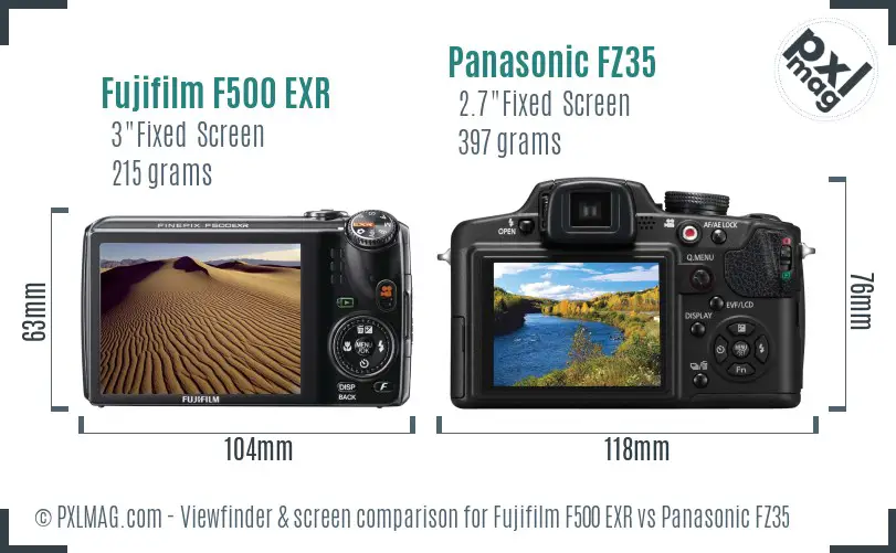 Fujifilm F500 EXR vs Panasonic FZ35 Screen and Viewfinder comparison