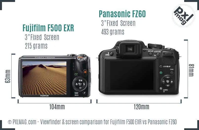 Fujifilm F500 EXR vs Panasonic FZ60 Screen and Viewfinder comparison