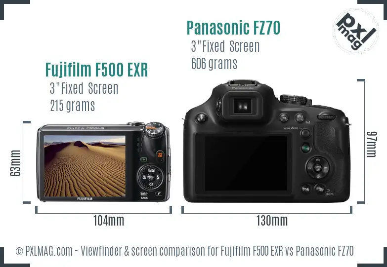 Fujifilm F500 EXR vs Panasonic FZ70 Screen and Viewfinder comparison Fujifilm F500 EXR vs Panasonic FZ70 Screen and Viewfinder comparison