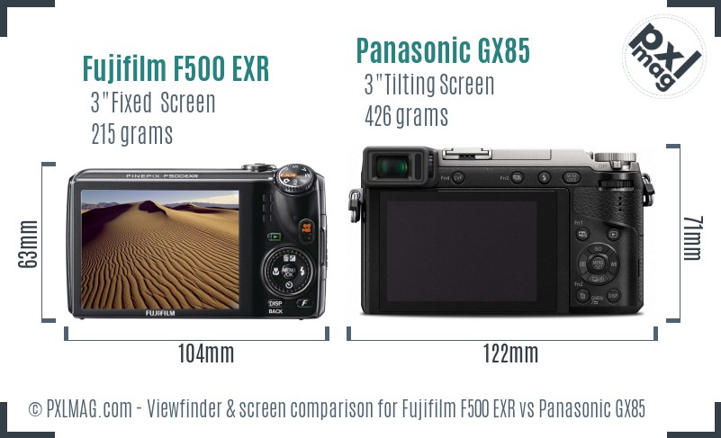 Fujifilm F500 EXR vs Panasonic GX85 Screen and Viewfinder comparison