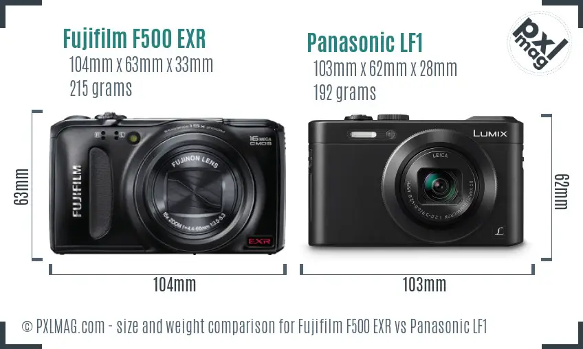 Fujifilm F500 EXR vs Panasonic LF1 size comparison Fujifilm F500 EXR vs Panasonic LF1 size comparison