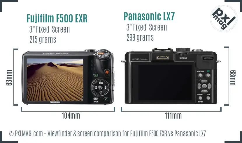 Fujifilm F500 EXR vs Panasonic LX7 Screen and Viewfinder comparison Fujifilm F500 EXR vs Panasonic LX7 Screen and Viewfinder comparison
