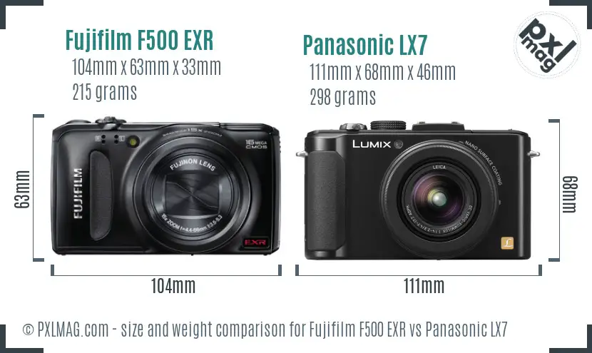 Fujifilm F500 EXR vs Panasonic LX7 size comparison Fujifilm F500 EXR vs Panasonic LX7 size comparison