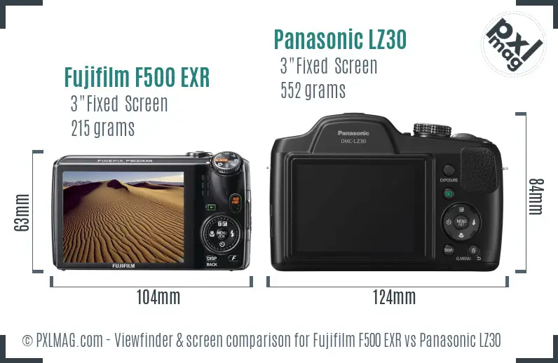 Fujifilm F500 EXR vs Panasonic LZ30 Screen and Viewfinder comparison